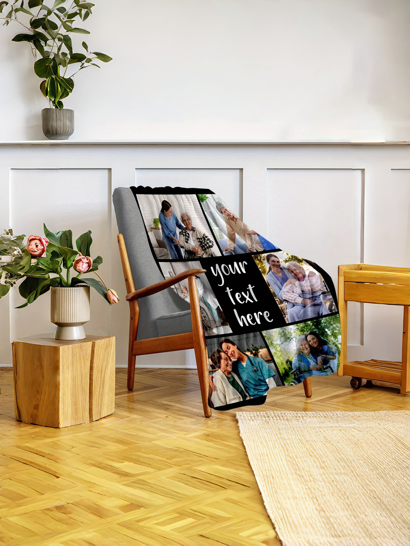 Custom Photo Blanket - Personalized flannel blanket featuring your photos and text, a unique birthday or anniversary gift